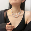 Wholesale Necklace Alloy Geometric Pearl Multilayered Baroque Electroplating Women's Clavicle Chain