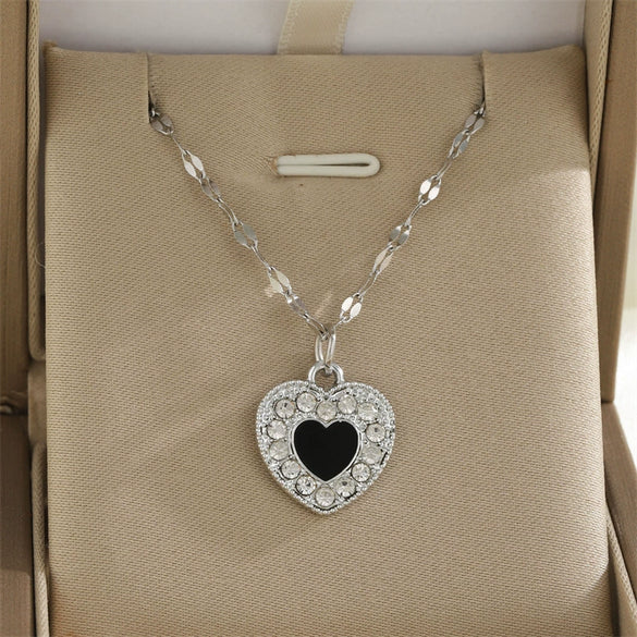 Wholesale Necklace Alloy Mixed Gemstone Inlay Geometric Heart Shape Electroplating For Women