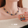 Wholesale Necklace Alloy Pearl Square Geometric Antique Style Electroplating