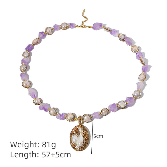 Wholesale Necklace Artificial Crystal Freshwater Pearls Twist Chain Electroplating Niche Style Women's