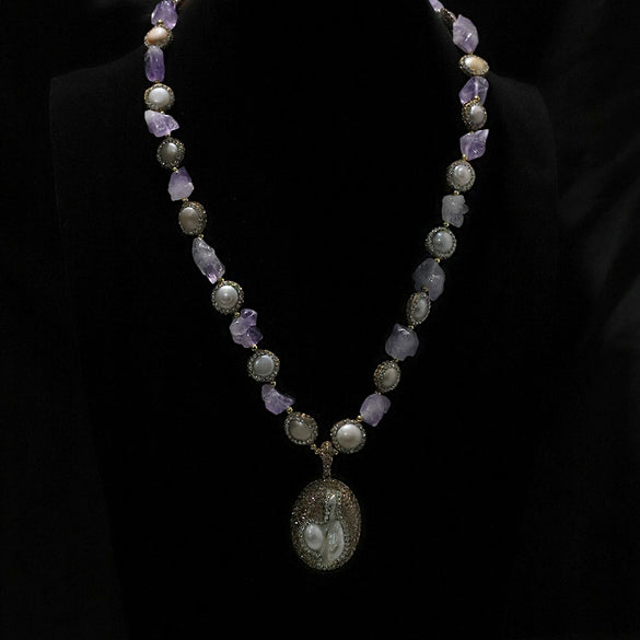 Wholesale Necklace Artificial Crystal Freshwater Pearls Twist Chain Electroplating Niche Style Women's