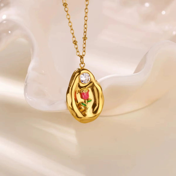 Wholesale Necklace Artificial Crystal Stainless Steel Geometric Pattern Set With Diamonds Vintage Cartoon Ladybug Style