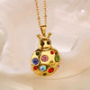 Wholesale Necklace Artificial Crystal Stainless Steel Geometric Pattern Set With Diamonds Vintage Cartoon Ladybug Style