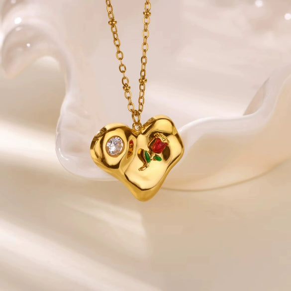 Wholesale Necklace Artificial Crystal Stainless Steel Geometric Pattern Set With Diamonds Vintage Cartoon Ladybug Style