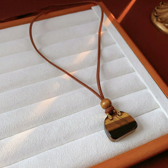 Wholesale Necklace Artificial Stone Wooden Bead Artificial Leather Geometric Electroplating Sophisticated Style