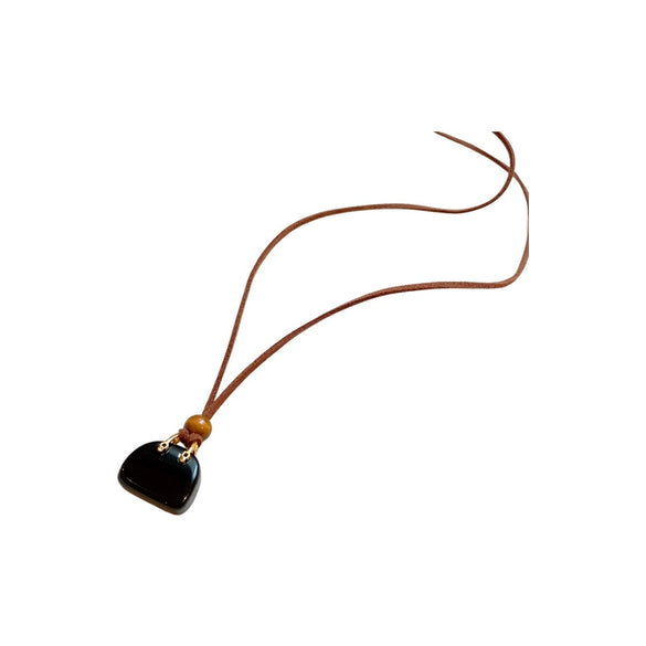 Wholesale Necklace Artificial Stone Wooden Bead Artificial Leather Geometric Electroplating Sophisticated Style