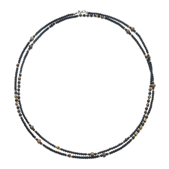 Wholesale Necklace Black King Kong Tiger Eye Stone Titanium Steel Geometric O Chain Electroplated For Men