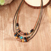 Wholesale Necklace Bohemian Retro Style Wooden Beads Geometric Handmade