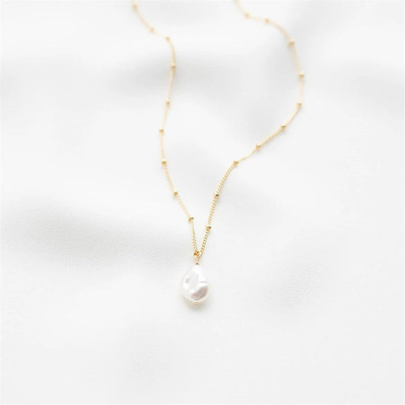 Wholesale Necklace Brass Geometric Style Electroplating Ochain Freshwater Pearl