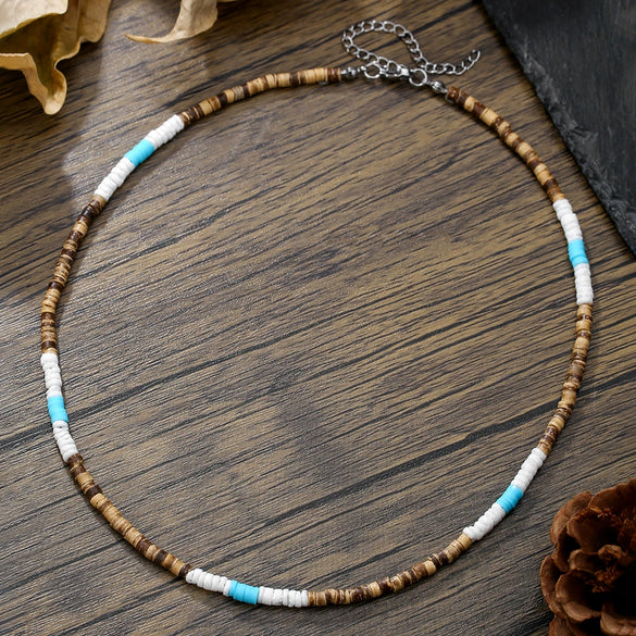 Wholesale Necklace Coconut Shell Wood Stainless Steel Geometric Handmade