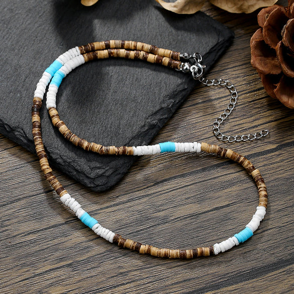 Wholesale Necklace Coconut Shell Wood Stainless Steel Geometric Handmade