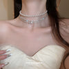 Wholesale Necklace Copper Alloy Diamondencrusted Geometric Multilayer Pearl Round Collar Light Luxury Elegant Women's Clavicle Chain