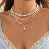 Wholesale Necklace Copper Artificial Pearl Plastic Plating Alloy Pendant Geometric Style Electroplating For Women