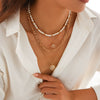 Wholesale Necklace Copper Artificial Pearl Plastic Plating Alloy Pendant Geometric Style Electroplating For Women