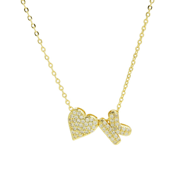 Wholesale Necklace Copper Brass Inlaid Heart Shape Pendant With Letters Numbers Text Electroplating For Women