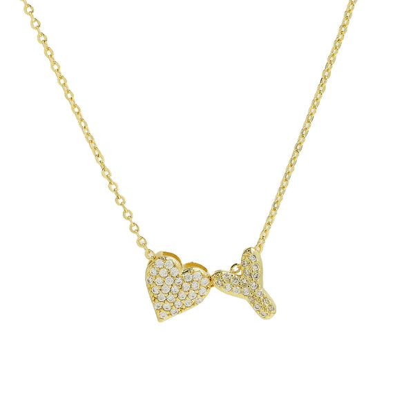 Wholesale Necklace Copper Brass Inlaid Heart Shape Pendant With Letters Numbers Text Electroplating For Women