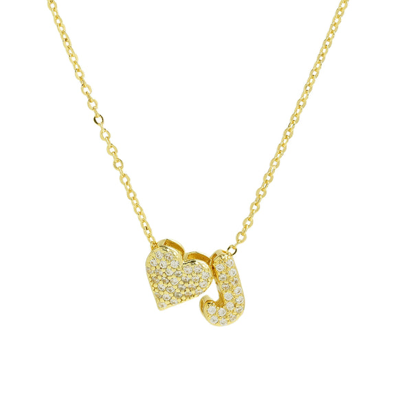 Wholesale Necklace Copper Brass Inlaid Heart Shape Pendant With Letters Numbers Text Electroplating For Women