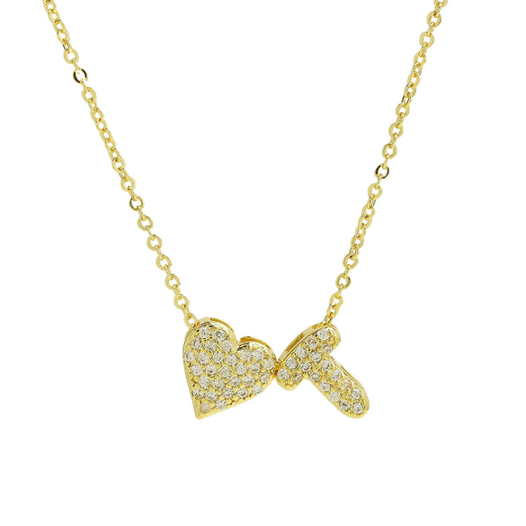 Wholesale Necklace Copper Brass Inlaid Heart Shape Pendant With Letters Numbers Text Electroplating For Women