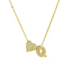 Wholesale Necklace Copper Brass Inlaid Heart Shape Pendant With Letters Numbers Text Electroplating For Women