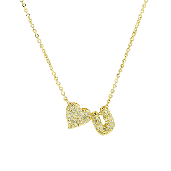 Wholesale Necklace Copper Brass Inlaid Heart Shape Pendant With Letters Numbers Text Electroplating For Women