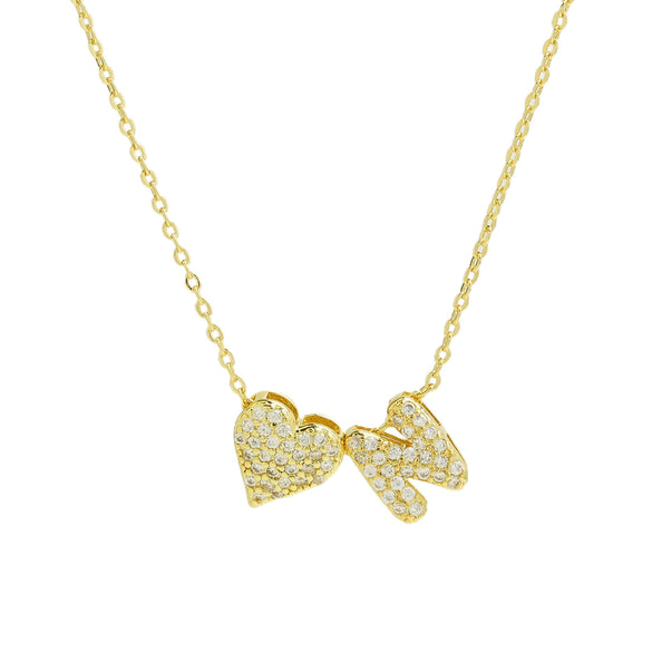 Wholesale Necklace Copper Brass Inlaid Heart Shape Pendant With Letters Numbers Text Electroplating For Women