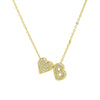 Wholesale Necklace Copper Brass Inlaid Heart Shape Pendant With Letters Numbers Text Electroplating For Women