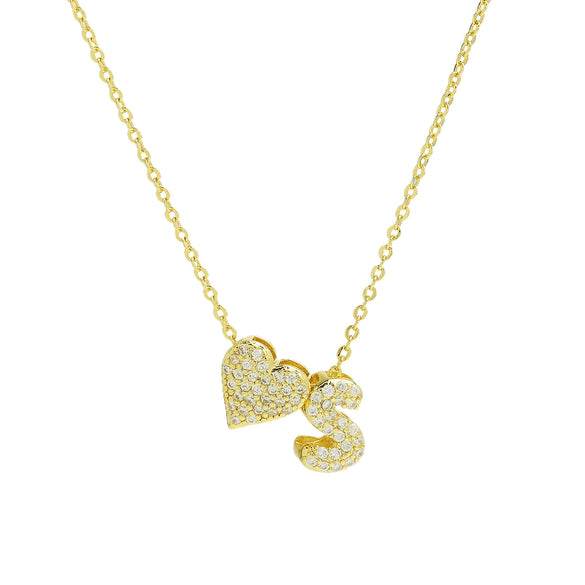 Wholesale Necklace Copper Brass Inlaid Heart Shape Pendant With Letters Numbers Text Electroplating For Women