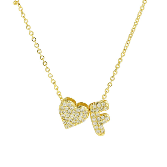 Wholesale Necklace Copper Brass Inlaid Heart Shape Pendant With Letters Numbers Text Electroplating For Women