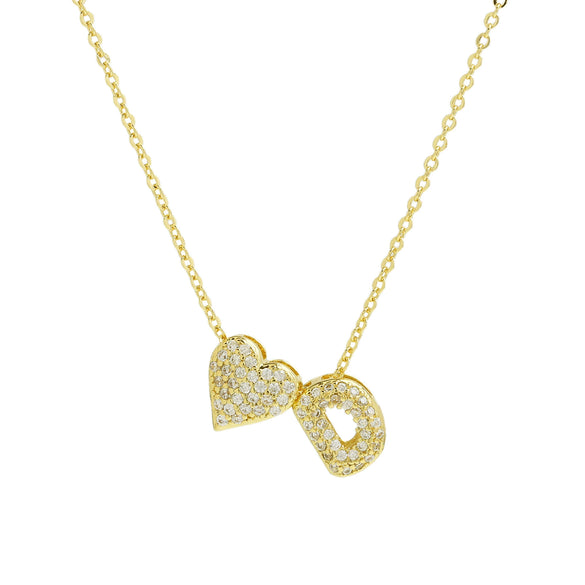 Wholesale Necklace Copper Brass Inlaid Heart Shape Pendant With Letters Numbers Text Electroplating For Women