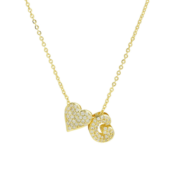 Wholesale Necklace Copper Brass Inlaid Heart Shape Pendant With Letters Numbers Text Electroplating For Women