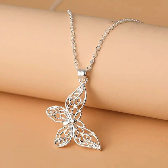 Wholesale Necklace Copper Butterfly Pendant Hollow Electroplated Ochain Women's