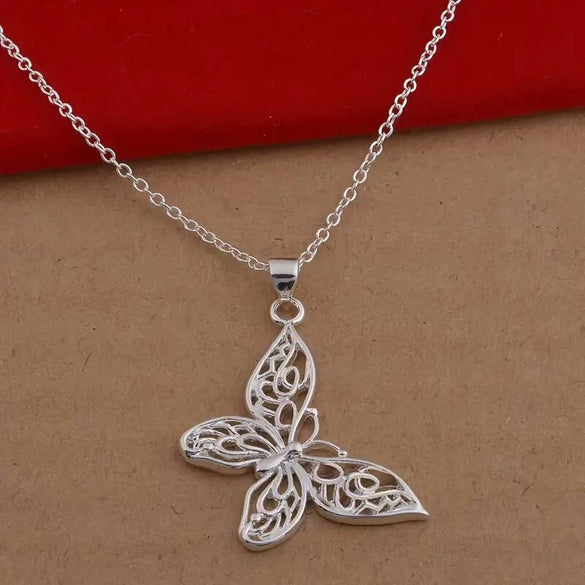 Wholesale Necklace Copper Butterfly Pendant Hollow Electroplated Ochain Women's