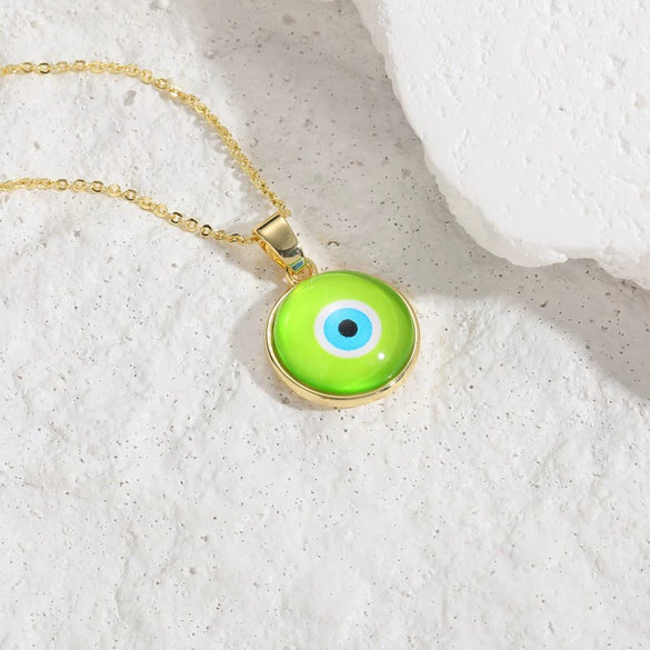 Wholesale Necklace Copper Dripping Oil Geometric Devil's Eye Pendant Electroplating For Women