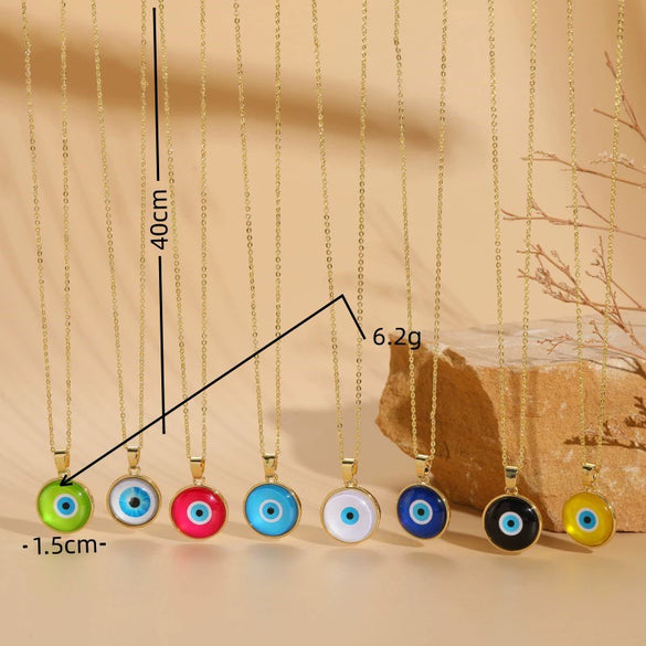 Wholesale Necklace Copper Dripping Oil Geometric Devil's Eye Pendant Electroplating For Women
