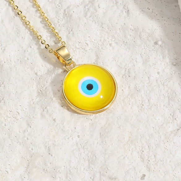 Wholesale Necklace Copper Dripping Oil Geometric Devil's Eye Pendant Electroplating For Women