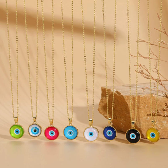 Wholesale Necklace Copper Dripping Oil Geometric Devil's Eye Pendant Electroplating For Women
