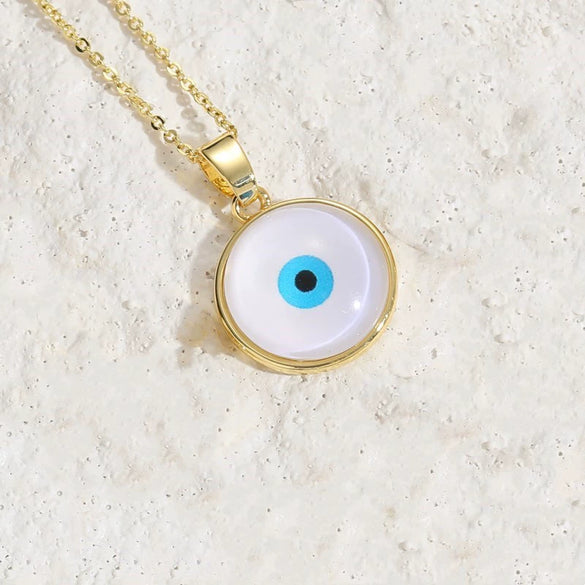 Wholesale Necklace Copper Dripping Oil Geometric Devil's Eye Pendant Electroplating For Women
