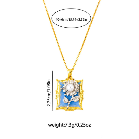 Wholesale Necklace Copper Freshwater Pearl Retro Flower Butterfly Electroplating Mixed Gem Stone Setting For Women