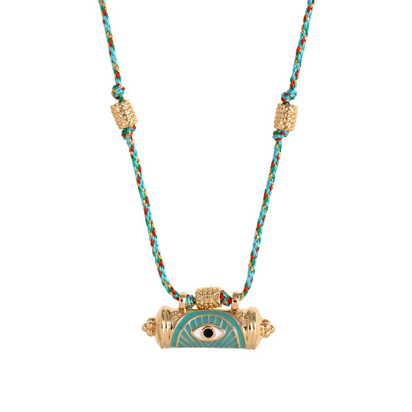 Wholesale Necklace Copper Geometric Devil's Eye Vintage Braided Rope Chain Gold Plated