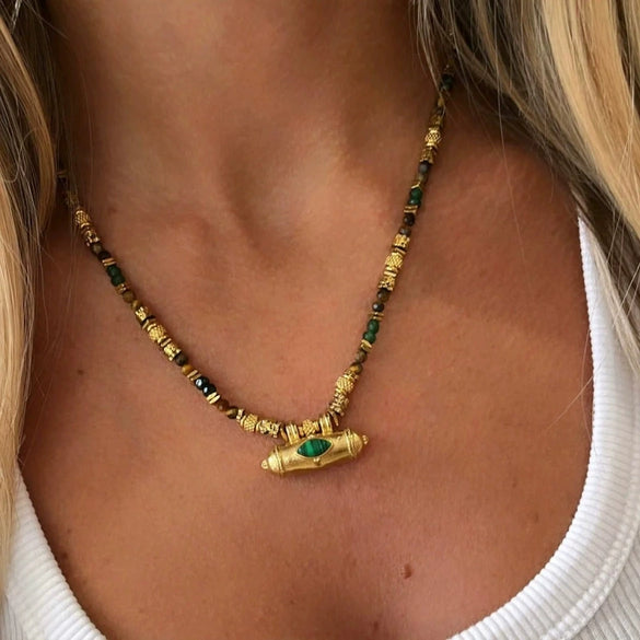 Wholesale Necklace Copper Geometric Devil's Eye Vintage Braided Rope Chain Gold Plated