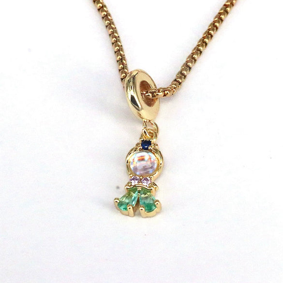 Wholesale Necklace Copper Geometric Mixed Gem Inlay Electroplating Cartoon Character Jewelry