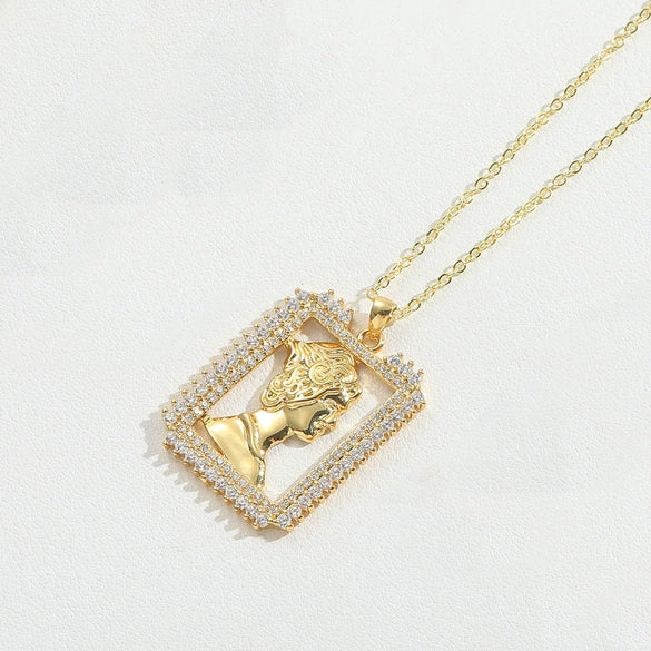 Wholesale Necklace Copper Geometric Mixed Gemstone Setting Electroplating O Word Chain For Women