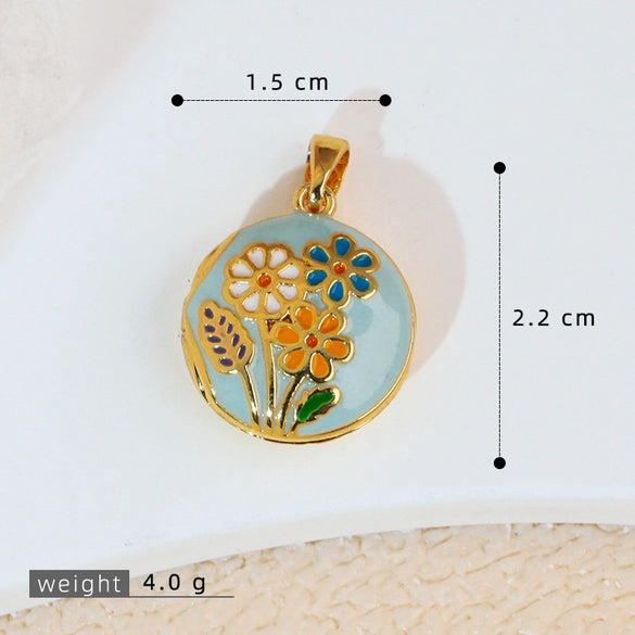 Wholesale Necklace Copper Geometric Pendant Oil Painting Electroplating Women's