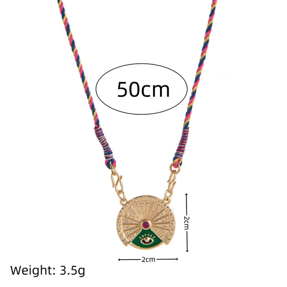 Wholesale Necklace Copper Geometric Rotatable Tarot Love Eye Gold Plated Color Preservation