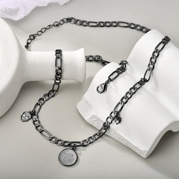 Wholesale Necklace Copper Geometric Skull Punk Style Electroplated For Women Ochain