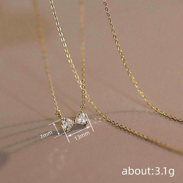 Wholesale Necklace Copper Geometric Zircon Mixed Gemstone Setting Sweet Style For Women