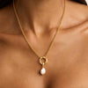 Wholesale Necklace Copper Gold Plated Vintage Geometric Mixed Gemstone Inlay Ocean Style Pendant O Chain For Women