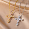 Wholesale Necklace Copper Gold Platinum Microinlaid Zircon Cross Pendant Ochain Light Luxury Retro Style For Women