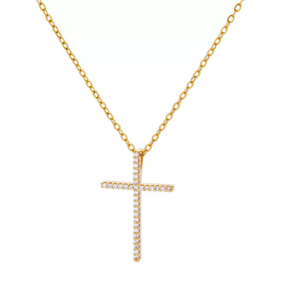 Wholesale Necklace Copper Gold Platinum Microinlaid Zircon Cross Pendant Ochain Light Luxury Retro Style For Women