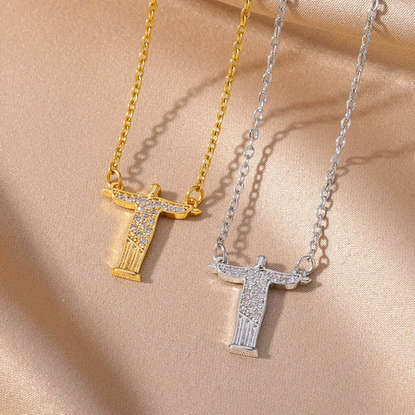 Wholesale Necklace Copper Gold Platinum Microinlaid Zircon Cross Pendant Ochain Light Luxury Retro Style For Women